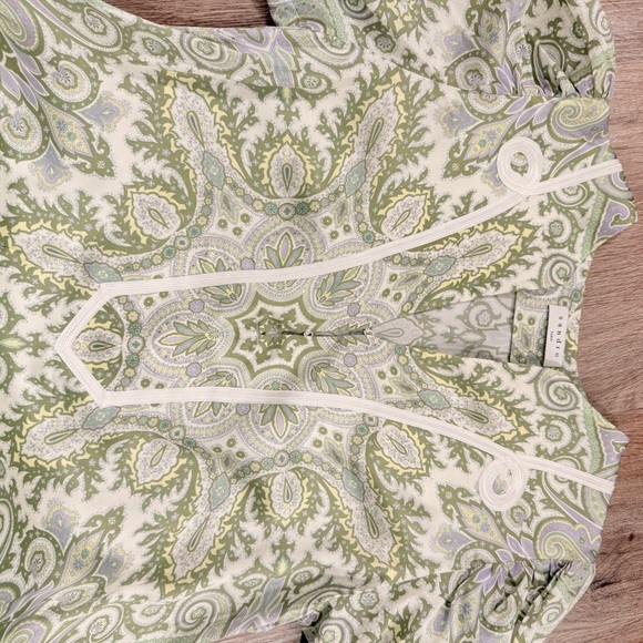 SANDRO PARIS Geraldine Graphic-Print  Mini Dress Sage Green Size FR 38 US6 - Picture 13 of 15